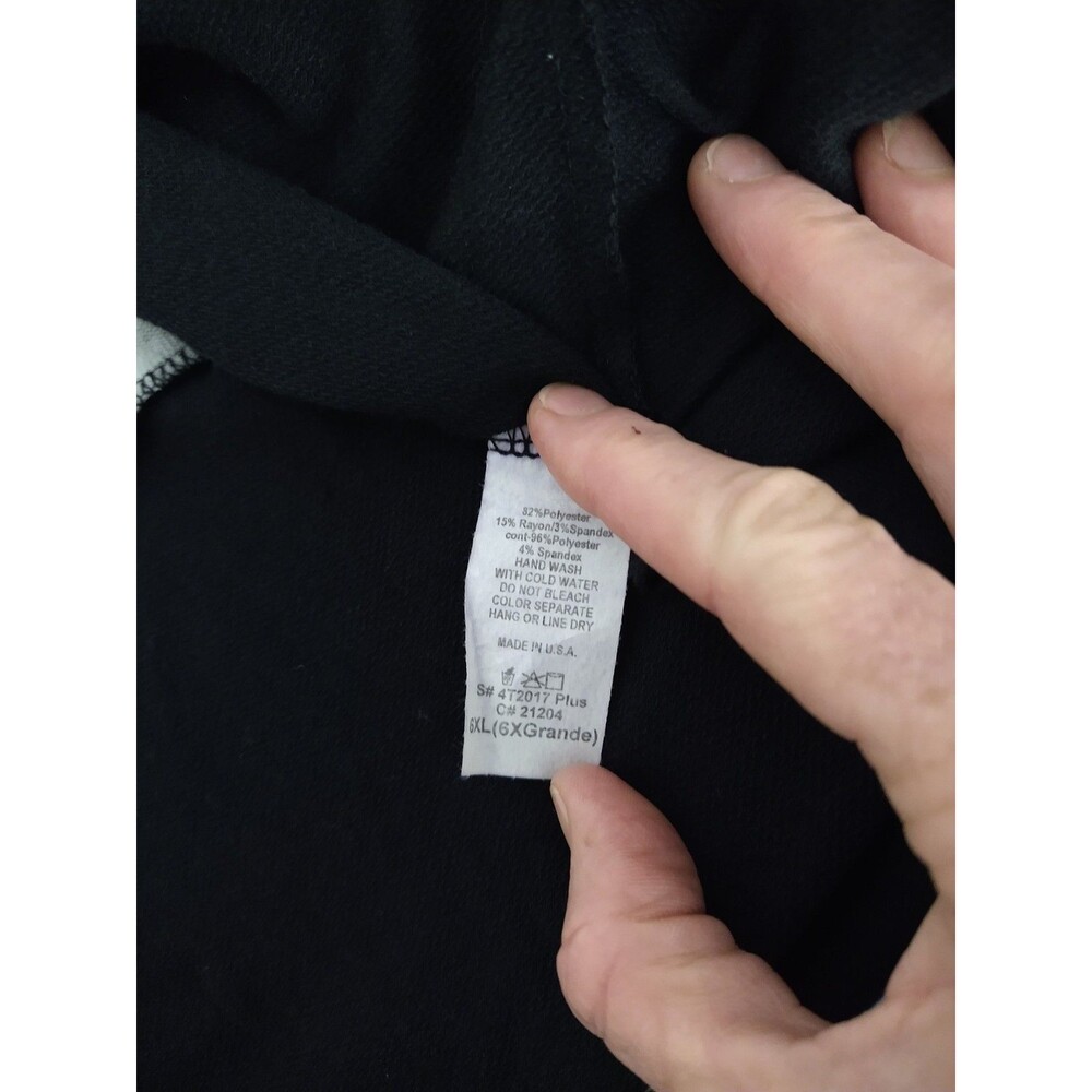 Size 6XL Animal Print Color Block Hoodie Lightweight Black Gray Made in USA - Picture 7 of 8
